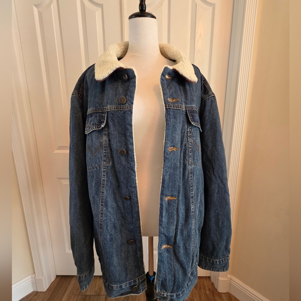 Vintage Wrangler Authentic Western Denim Sherpa Lined Jacket- Mens XXL - Picture 3 of 16